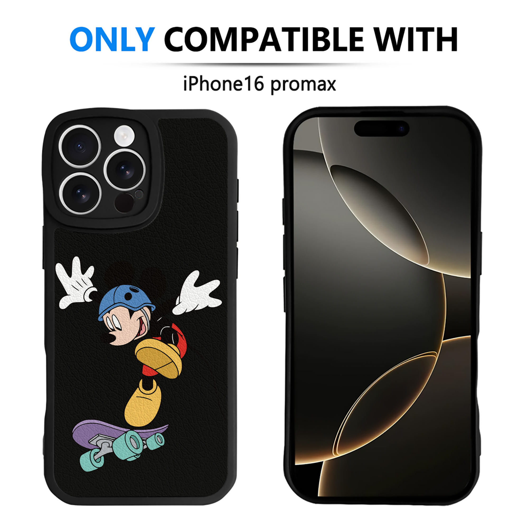（画像用） ミッキーマウス Mickey Mouse 【iPhone 16シリーズ対応】シリコンスマホケース（レザー調） 材質：シリコン